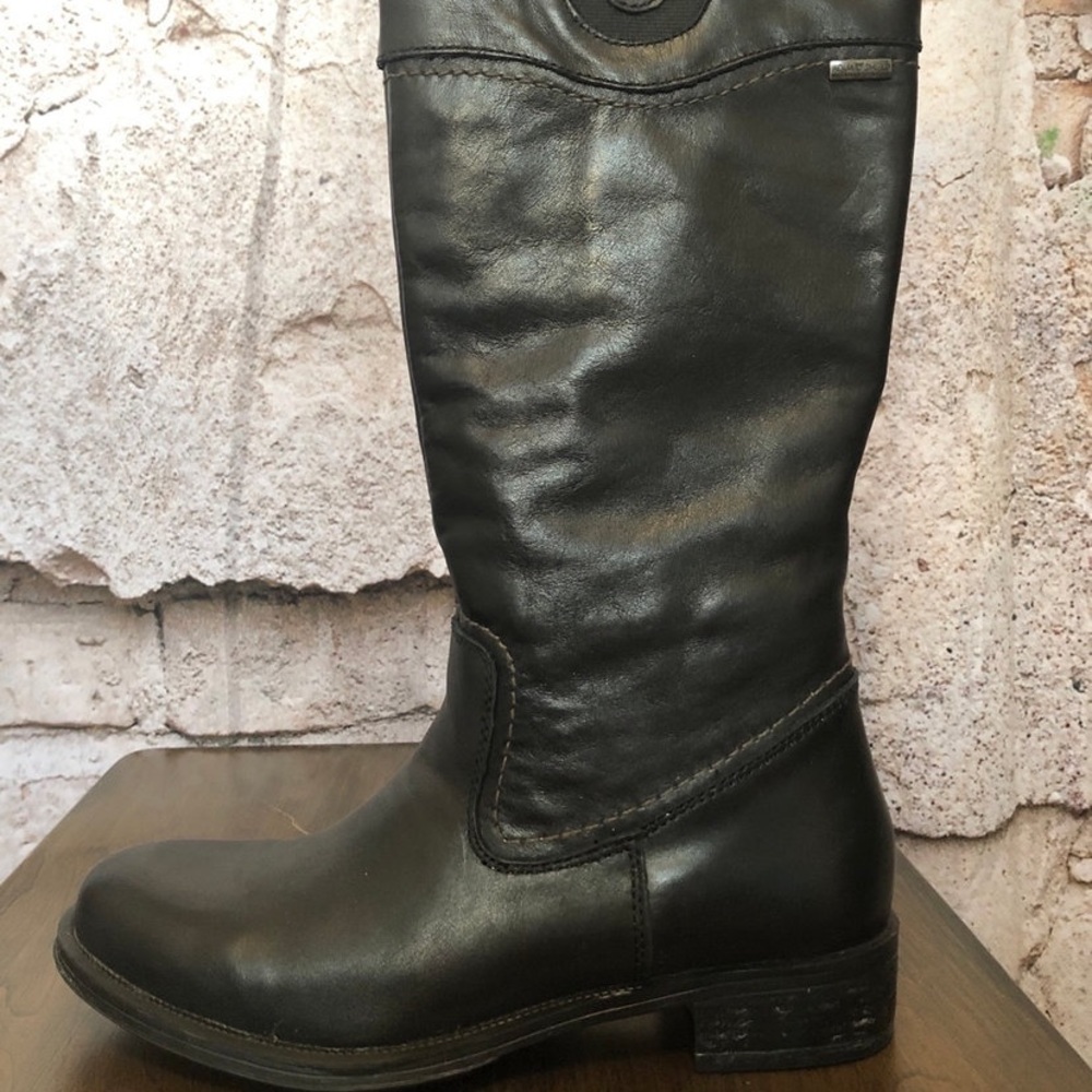 Bussola Black Copenhagen Leather Boots with Elastic Top